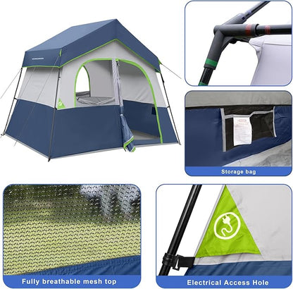 HIKERGARDEN 6-8 Person Camping Tent - Portable Family Cabin Tent for Camp, Windproof Fabric Camp Tent Outdoor for Hiking, Backpacking, Traveling