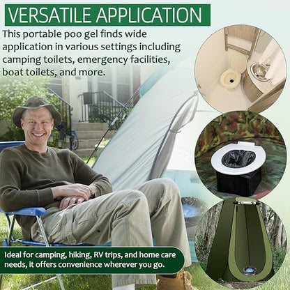 (30pcs Poo Gel+20pcs Toilet Bag Portable Toilet Absorbent Gel Poo Urine Powder for Outdoor Hiking Camping Poo Gel for Portable Toilet Camping Toilet Gel Poo Powder for Outdoor Use
