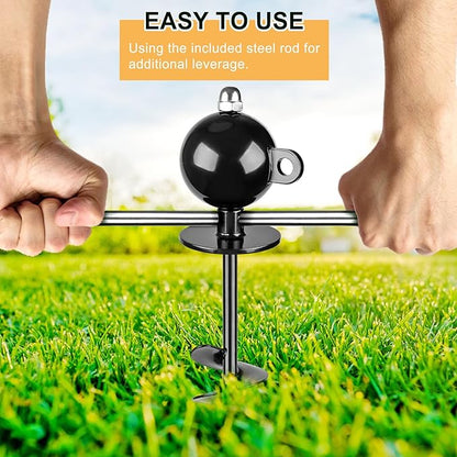 SELEWARE Dog Tie Out Stake Outdoor Anti-rust Dog Anchor for Large Dogs up to 220 lbs, Free Rotation Dog Stake Dog Camping Gear Twist Rod Included