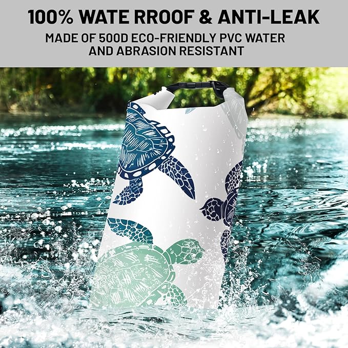 Waterproof Dry Bag,Roll Top Sea Turtle Small Waterproof Backpack 2L/5L/10L/20L/30L/40L Floating and Lightweight Bags for Kayaking, Boating, Fishing, Swimming and Camping