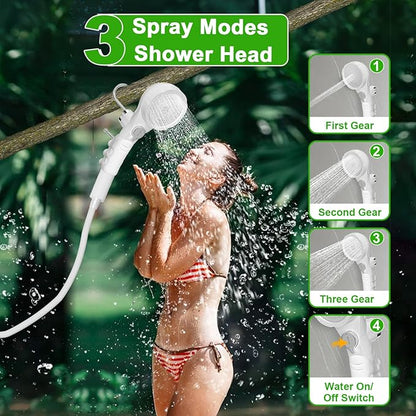 Portable Shower for Camping, Electric Outdoor Shower Rechargeable Camping Shower Pump, Camping Shower Head for Camping, Hiking, Traveling, Washing