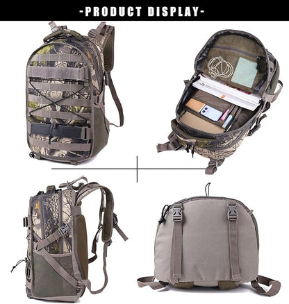 Hunting Backpack with Waterproof Rain Cover Camo Backpack with Bow and Rifle Holder for Camping,Hiking