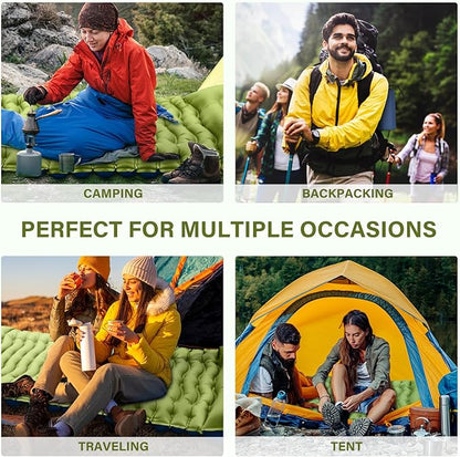 Yuzonc Camping Sleeping Pad, Ultralight Camping Mat with Pillow Built-in Foot Pump Inflatable Sleeping Pads Compact for Camping Backpacking Hiking Traveling Tent