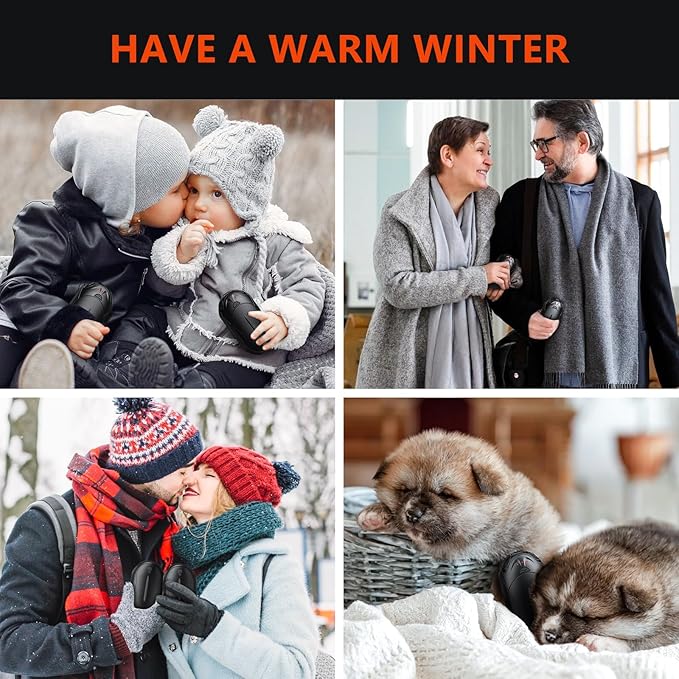 Rechargeable 6000mAh Pocket Hand Warmers - 20Hr Heating, Portable for Outdoor Sports, Camping, Hunting - Warm Gifts for Men, Women