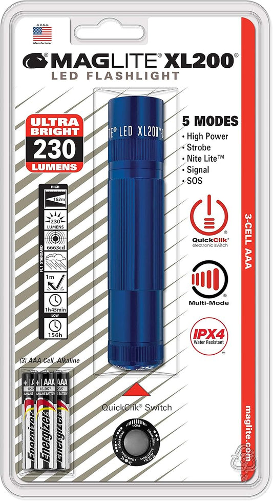 Maglite XL200 LED 3-Cell AAA Flashlight, Blue