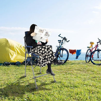 Extra Tall Folding Chairs for Adults 330lbs, Portable Bar Height Foldable Director Chairs for Camping Outside, Comfortable with High Back and Footrest, Blue