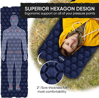 POWERLIX Ultralight Camping Sleeping Pad with Inflation Bag– Compact Lightweight Camping Pad, Outdoor Backpacking Hiking Traveling Airpad Camping Air Mattress Sleeping Mat
