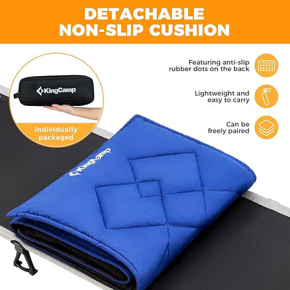 KingCamp Folding Camping Cots, Foldable 265lbs Heavy Duty Portable Ultralight Lightweight Sleeping Bed with Mattress Pad Pillow for Adults Outdoor Backpacking Travel Hiking, Black