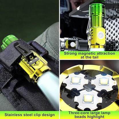 Mini Rechargeable Flashlight with Clip, Pocket LED Small Super Bright Flash Light with USB C Charging, EDC Magnetic Lightweight Tactical 5 Modes Lamp for Camping,Hiking,Emergency
