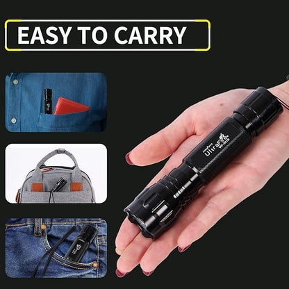 ULTRAFIRE LED Mini Flashlight Single Mode Flashlight with 4PCS UFB22 and Charger, Waterproof Super Bright High Lumen Flashlights WF-501B