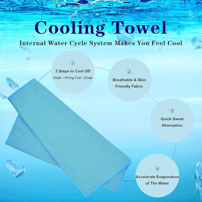 Cooling Towel,Vofler [6 Pack] Cool Towels Microfiber Chilly Ice Cold Head Band Bandana Neck Wrap (40"x 12") for Athlete Men Women Youth Kids Dogs Yoga Outdoor Golf Running Hiking Sports Camping Travel