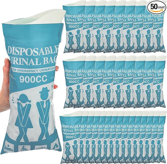 Nuogo 50 Pcs Disposable Urinal Bag Portable Camping Pee Bags Unisex Female Urinal Vomit Bags for Travel, Camping, Hiking for Women Men Kids Patient