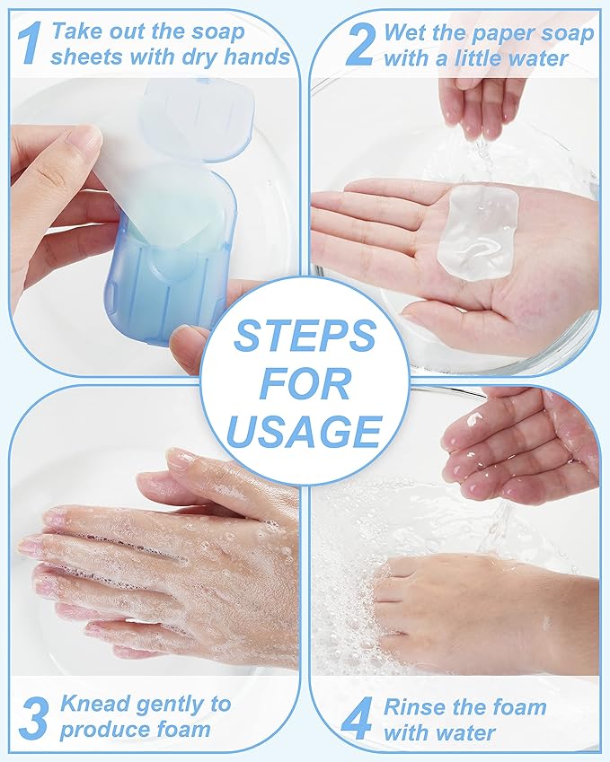 DF DUALFERV Paper Soap Sheets - 20 Pack (400 Sheets) for Hand Washing, Disposable Portable Kids Hand Soap for Travel Outdoor Camping