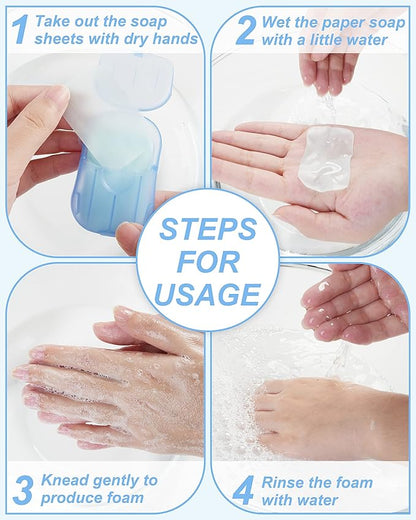 DF DUALFERV Paper Soap Sheets - 20 Pack (400 Sheets) for Hand Washing, Disposable Portable Kids Hand Soap for Travel Outdoor Camping