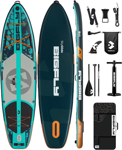 11'6×35" Super Wide Inflatable Stand Up Paddle Board, Ultra Stable Wide SUP for 2+1 People/Family/Big Size, 100L Backpack, All-Round Sup Board, US Big Fin