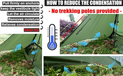 1 Person Trekking Pole Tent for Backpacking - Ultralight Backpacking Tent, Waterproof Hiking Tent for Camping, Lightweight Camping Tent for Scouts, Trekker(NO Trekking Poles)