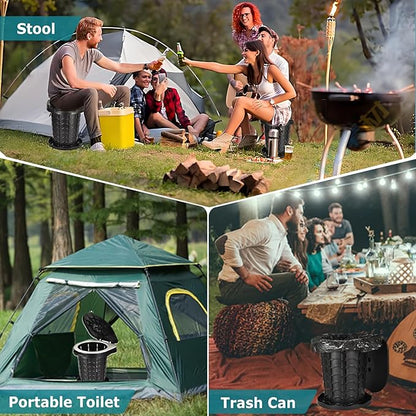 KPR Upgrade Retractable Portable Toilet Camping Toilet Lightweight and Height Adjustable Folding Travel Toilet Portable Potty for Adults Kids, Perfect for Travel,Camp,Car,Emergency Use
