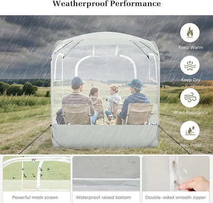 Sports Pods, Instant Pop Up Bubble Tent Fits 3-4 Persons, No Condensation, Spacious Interior, Ultra Visibility for Outside Sports Events, Fishing, Ultra Visibility, All Weather Protection