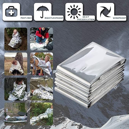 First Aid Emergency Blanket Suitable for Camping Hiking Windproof Keep Warm Tin Foil Rescue Blanket (1 pack)
