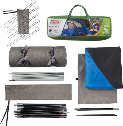 Coleman Montana Camping Tent, 6/8 Person Family Tent with Included Rainfly, Carry Bag, and Spacious Interior, Fits Multiple Queen Airbeds and Sets Up in 15 Minutes