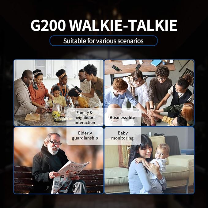 G200 Family Radio Service (FRS) Walkie Talkies for Adults, Long Range Two Way Radios Rechargeable 22 CH NOAA VOX Scan Flashlight Frequency Range:462.55-462.725MHz,467.5625-467.7125MHz UHF