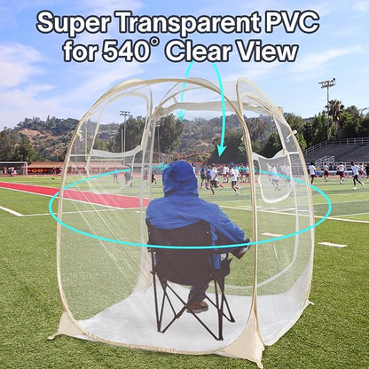 EighteenTek Pod All Weather Sports Tent with Attached Floor, Instant Outdoor Bubble Tent, Rainproof Camping Sun Shelter for Sports Events Camping Fishing Cheering, 1-4 Persons