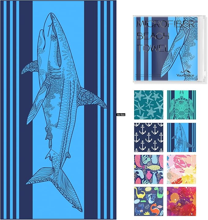 Your Choice Microfiber Beach Towels, Sand Free Beach Towel, Quick Dry Beach Towel, Extra Large Beach Towels for Adults, Kids (67x35 Inch, 60x30 Inch), Travel Towel, Camping Towel