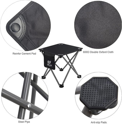 Opliy Camping Stool 2 Pack,13 Inch Portable Folding Stool for Outdoor Gardening and Beach Hiking Fishing,Foot Stool with Carry Bag (Black)