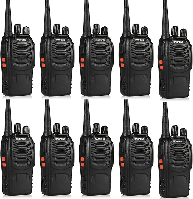 Walkie Talkies for Adults Long Range Baofeng BF-888S Professional Handheld 16 Channel Two Way Radio with Earpieces, Rechargeable Battery, Flashlight, Walky Talky for Family Hiking Skiing(10 Pack)
