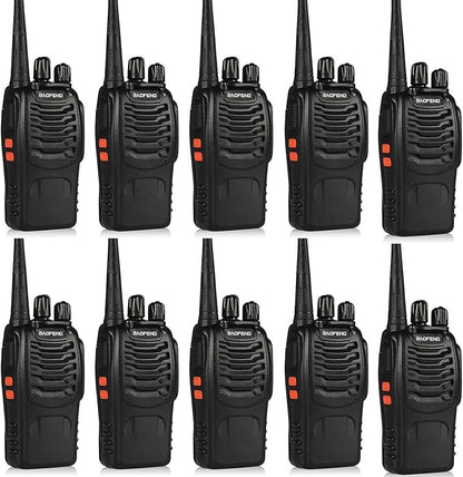 Walkie Talkies for Adults Long Range Baofeng BF-888S Professional Handheld 16 Channel Two Way Radio with Earpieces, Rechargeable Battery, Flashlight, Walky Talky for Family Hiking Skiing(10 Pack)