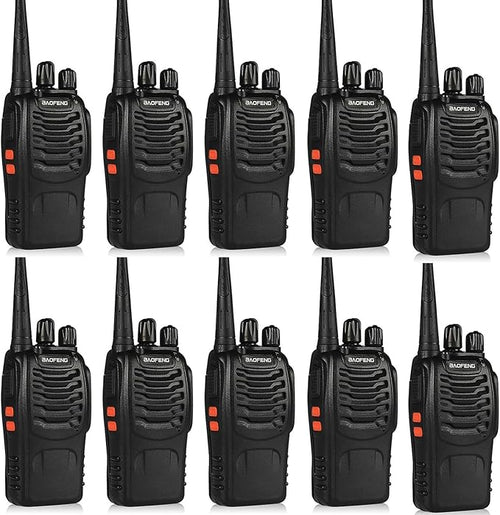 Walkie Talkies for Adults Long Range Baofeng BF-888S Professional Handheld 16 Channel Two Way Radio with Earpieces, Rechargeable Battery, Flashlight, Walky Talky for Family Hiking Skiing(10 Pack)