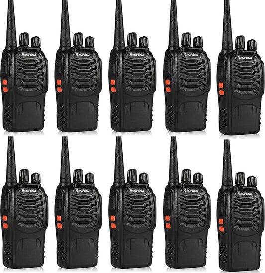 Walkie Talkies for Adults Long Range Baofeng BF-888S Professional Handheld 16 Channel Two Way Radio with Earpieces, Rechargeable Battery, Flashlight, Walky Talky for Family Hiking Skiing(10 Pack)