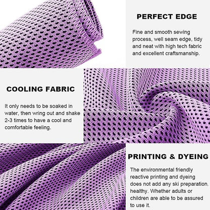 10 Pack Cooling Towels Bulk Microfiber Ice Towel Quick Dry Breathable Chilly Sweat Towel Stay Cool Towel for Neck Face Yoga Gym Workout Running Pilates Beach with Carabin Bag, 40x12'', Purple