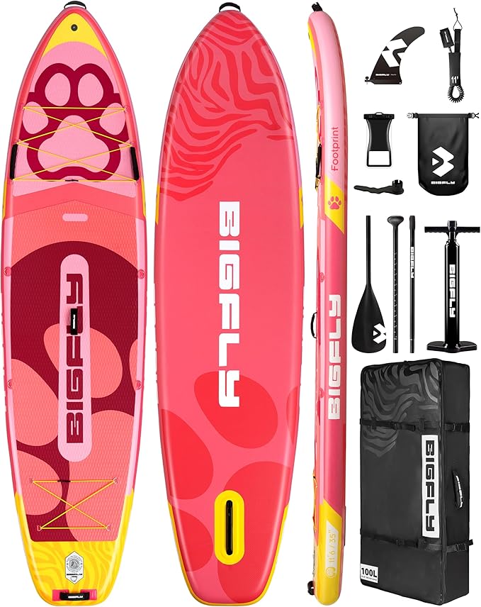 11'6×35" Super Wide Inflatable Stand Up Paddle Board, Ultra Stable Wide SUP for 2+1 People/Family/Big Size, 100L Backpack, All-Round Sup Board, US Big Fin