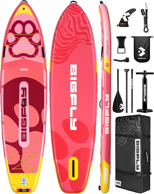 11'6×35" Super Wide Inflatable Stand Up Paddle Board, Ultra Stable Wide SUP for 2+1 People/Family/Big Size, 100L Backpack, All-Round Sup Board, US Big Fin