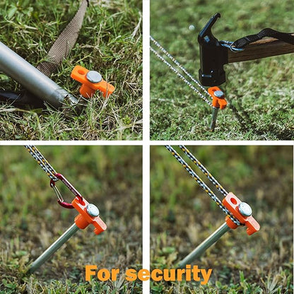 Cheardia 20 Pack Tent Stakes Heavy Duty, 10.25 Inch Yard Stakes Non-Rust Metal Tent Pegs Ground Stakes Tent Spikes for Camping Patio, Garden, Canopies, Grassland, Outdoor, Orange