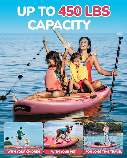 11'6×35" Super Wide Inflatable Stand Up Paddle Board, Ultra Stable Wide SUP for 2+1 People/Family/Big Size, 100L Backpack, All-Round Sup Board, US Big Fin