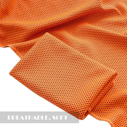 10 Pack Cooling Towels Bulk Microfiber Ice Towel Quick Dry Breathable Chilly Sweat Towel Stay Cool Towel for Neck Face Yoga Gym Workout Running Pilates Beach with Carabin Bag, 40x12'', Orange