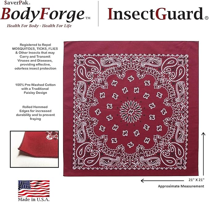 $averPak BodyForge & InsectGuard - Permethrin Treated Insect Repellent Bandana Face Mask Headband