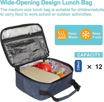 esouler Lunch Box Kids Insulated Lunch Bag for Boys & Girls Durable Children Lunchbox for School with Water Bottle Holder-Blue