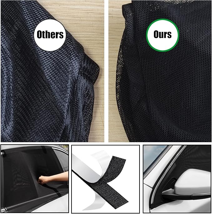 [2025] Car Window Screen for Chevrolet Silverado1500 2019-2025 Large Pickup SUV Camping 4 Pcs Car Window Shades Bug Mosquito Net,Breathable Mesh Netting UV Protector for Front and Rear Side Window
