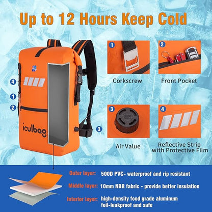 Cooler Bags Insulated Leak Proof Soft Ice 42Cans Large Cooler Backpack Insulated Waterproof Leak Proof Travel Hiking Beach Camping Picnic Lunch Bags for Men Women for 12Hour Cooling
