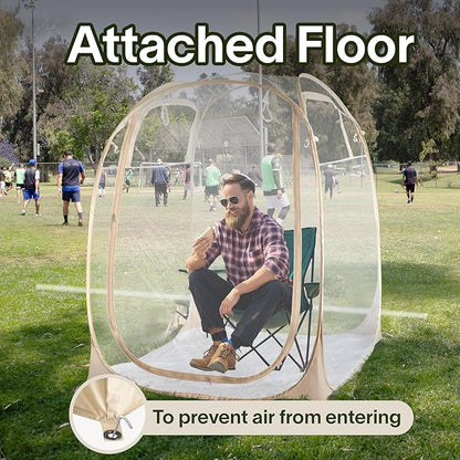 EighteenTek Pod All Weather Sports Tent with Attached Floor, Instant Outdoor Bubble Tent, Rainproof Camping Sun Shelter for Sports Events Camping Fishing Cheering, 1-4 Persons