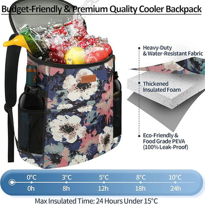 Camping Cooler Backpack 30 Cans, Soft Backpack Coolers Insulated Leak Proof Travel Cooler Bag Waterproof Lunch Picnic Beach Work Trip Thermal Bag Drink Beverage Beer Bag Cooler