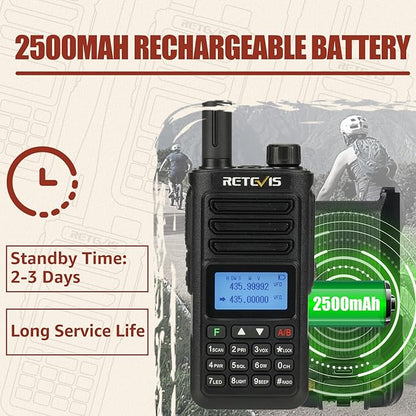 Retevis RA89 Ham Radio Handheld, Dual Band Two Way Radio, Rechargeable Portable Radio with One Key Frequency Match, 2500mAh, IP68 Waterproof, Long Range Walkie Talkies for Emergency Service(2 Pack)