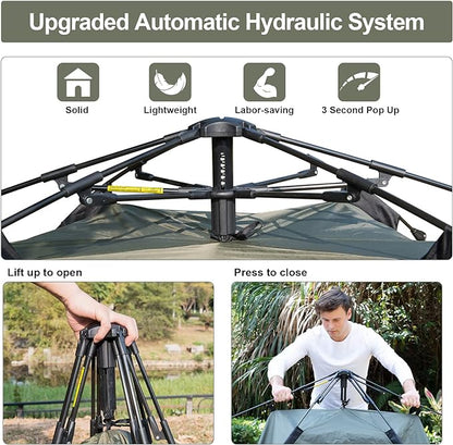 Instant Pop Up Tents for Camping, 2-3 Person Camping Tent 60s Automatic Easy Setup Tent, Double-Thick Waterproof Instant Tents for Hiking Backpacking