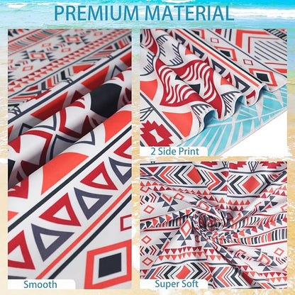 1 Pack Microfiber Beach Towel, Large Microfiber Towel 63" x 32" Sand Free Quick Dry Towel Super Lightweight Travel Towel Swim Pool Gym Camping for Adults Beach Accessories (Z-1 Pack Orange Boho)