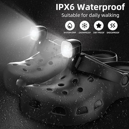 2 Original Rechargeable Headlights for Croc Charms, Rechargeable Flashlight for Croc Kids Girl Boy Women Men Sandal, Christmas Lights, Clip on Clog Headlamp Shoe Decoration for Crocs