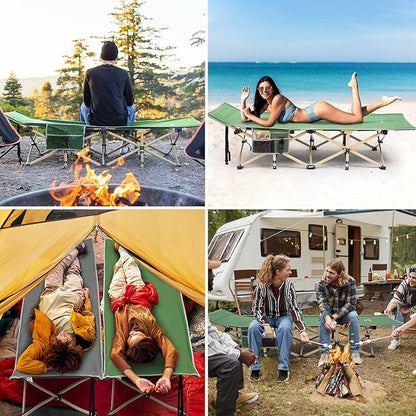 Sportneer Camping Cot: 1200D Double Layer Oxford Foldable Camping Cots for Adults - Heavy Duty Cots for Camping Travel Tent Day Outdoor & Home Guest, Camping Cots with Carry Bag & 2 Side Pockets