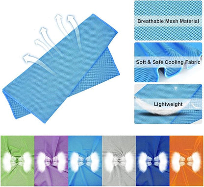 Cooling Towel,Vofler [6 Pack] Cool Towels Microfiber Chilly Ice Cold Head Band Bandana Neck Wrap (40"x 12") for Athlete Men Women Youth Kids Dogs Yoga Outdoor Golf Running Hiking Sports Camping Travel